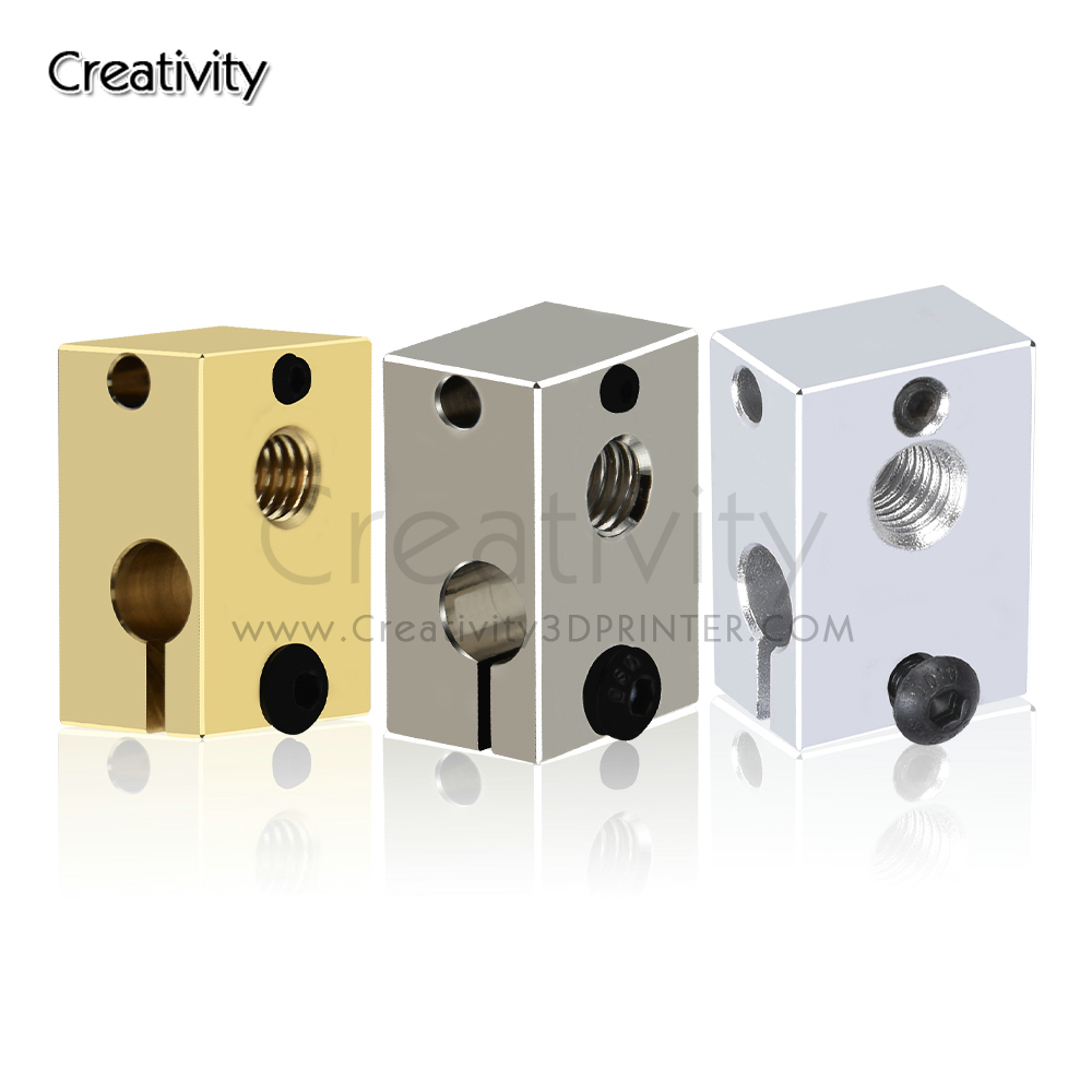 Direct Drive Extruder - V6 PT100 ヒーターブロックメッキ銅真鍮 3D プリンタ部品加熱ブロックソックスアップグレード用 E3D