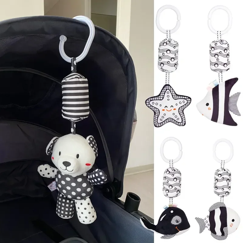 Carriage Bed - ベビーカーベッドぶら下げベルぬいぐるみベビー幼児ガラガラ新生児黒、白視覚グラブ能力トレーニングおもちゃ игрушки для детей