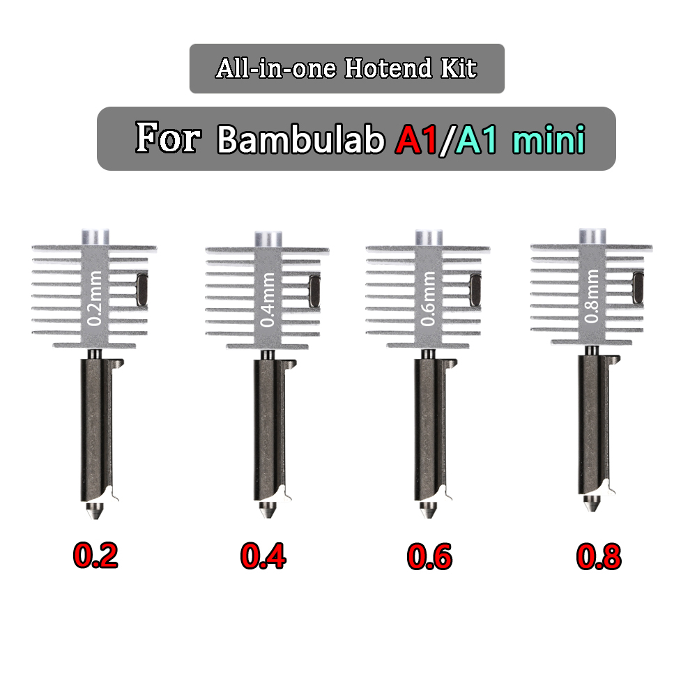 3D Printer Bed - Bamb Lab A1/A1 Mini用アップグレードホットエンドキット 高速ホットエンドアセンブリ 0.2/0.4/0.6/0.8mm
