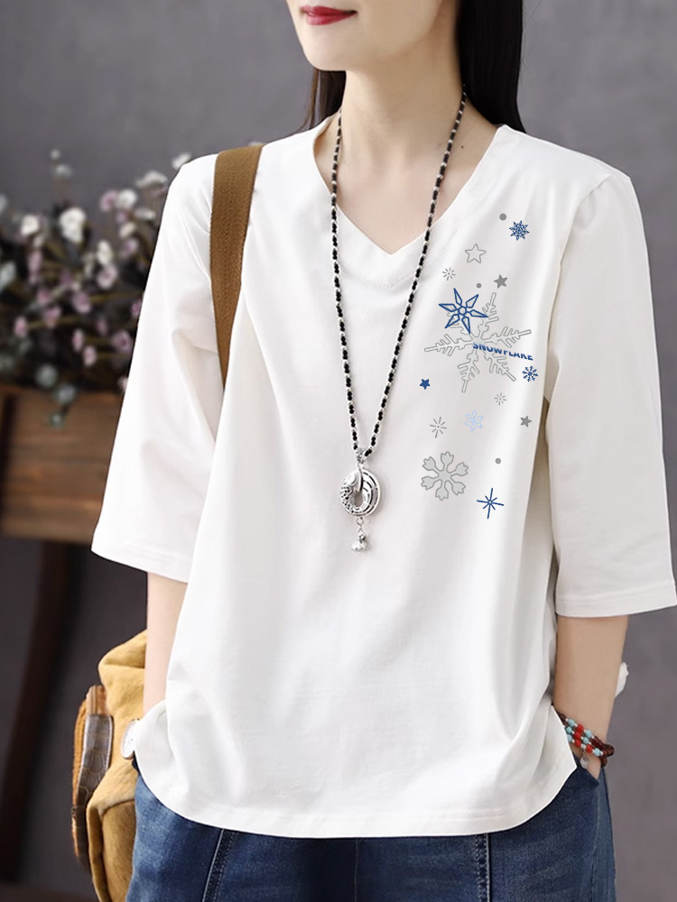 ピュアコットン V ネック 3/4 スリーブ Tシャツ女性の - Resin Vat のレビューと価格