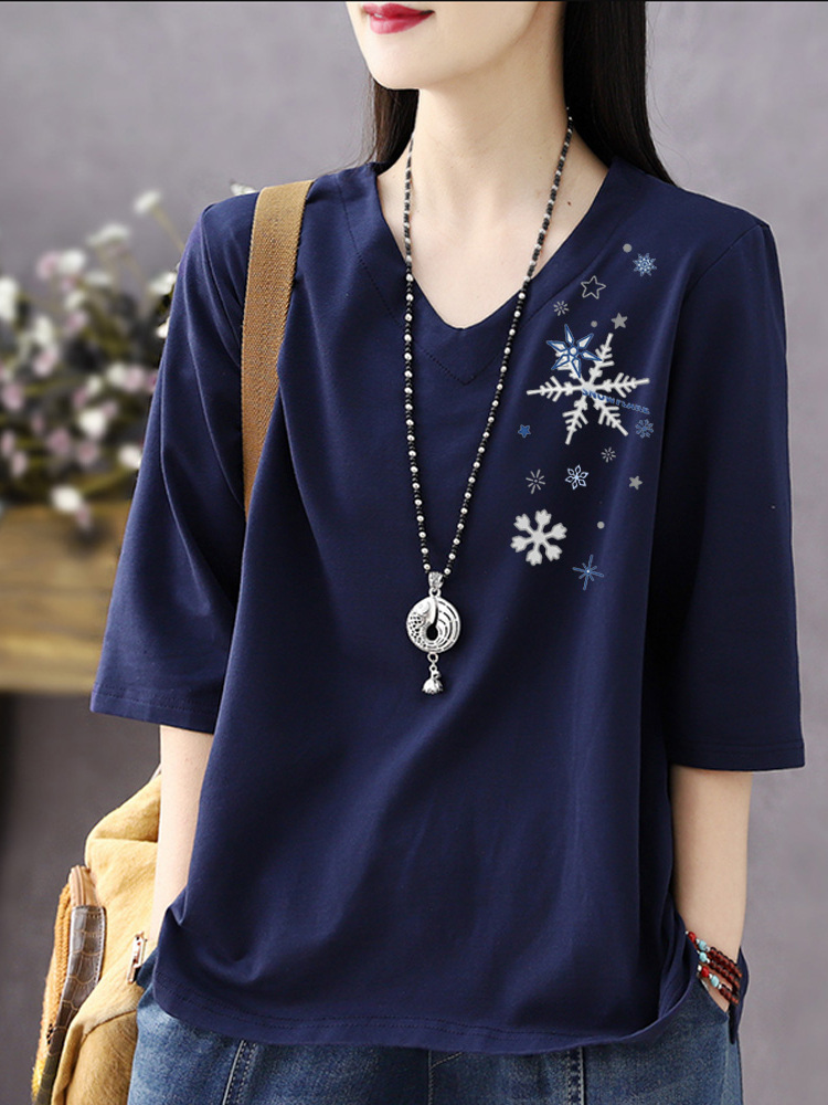 ピュアコットン V ネック 3/4 スリーブ Tシャツ女性の - Resin Vat のレビューと価格