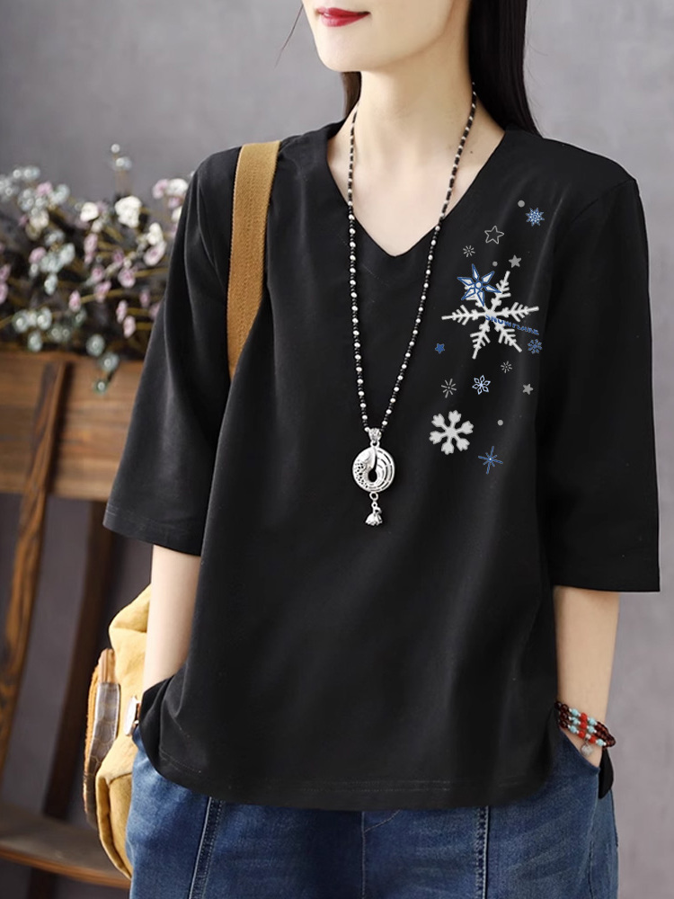 ピュアコットン V ネック 3/4 スリーブ Tシャツ女性の - Resin Vat のレビューと価格